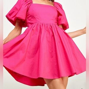 Shein SXY Babydoll-Style Mini Dress, Sweetheart Neckline, Puff Sleeves NWOT